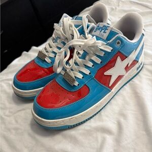 Bape star Sneakers — Blue, Red & White Star
